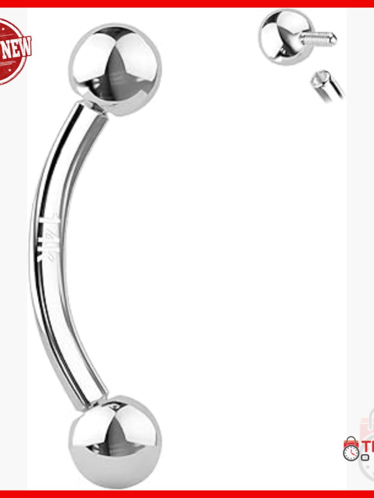 14k Gold Eyebrow Barbell 16g 8mm Nickel Free Piercing Jewelry